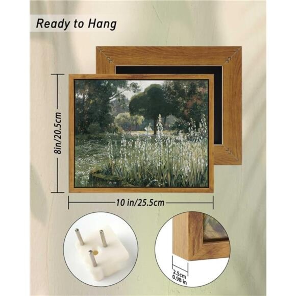 Framed Canvas Wall Art Vintage Decor, Room Eclectic Decor, Meadow with Flowers - Picture 3 of 8